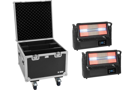 Set Eurolite 2x LED IP Mega PIX Strobe 714 Swing + Flightcase image 1