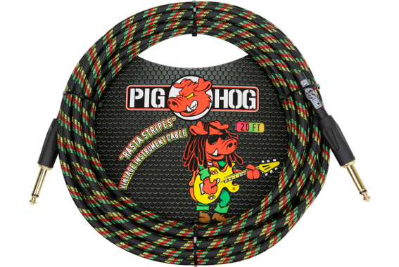 Pig Hog "Rasta Stripes" Câble Instrument 6m image 1