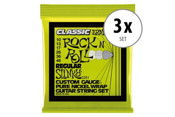 Ernie Ball 2251 Slinky Classic Rock n Roll Regular 3x Set image 1
