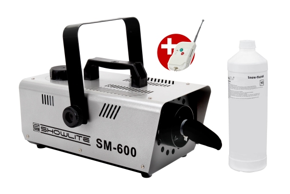 Complete Set Showlite SM-600 Snow Machine 600W incl. remote control and 1 L snow-making fluid image 1