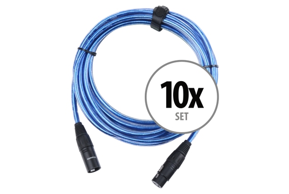 Pronomic Stage XFXM-Blue-5 Microphone Cable XLR 5m Metallic Blue 10x SET image 1