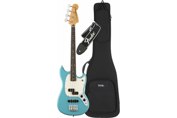 Fender Player II Mustang Bass PJ RW Aquatone Blue Set image 1