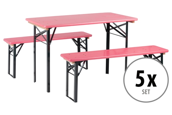5x Stagecaptain Hirschgarten beer table and bench set ideal for balcony 117 cm Pink image 1