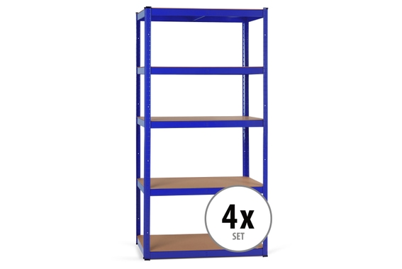 4x Set Stagecaptain HR-175 BU Heavyrack Storage Rack Wooden Shelves Blue image 1