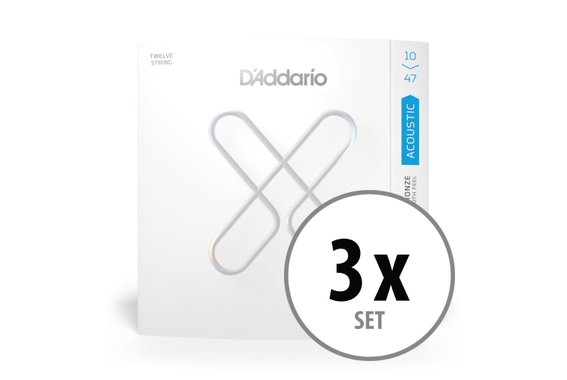 D'Addario XS 80/20 Bronze Coated 10-47 Light 12-String 3x Set image 1