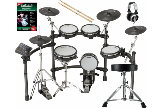 NUX DM-8 E-Drumset Komplettset mit Kopfhörer, Hocker, Schule und Sticks image 1