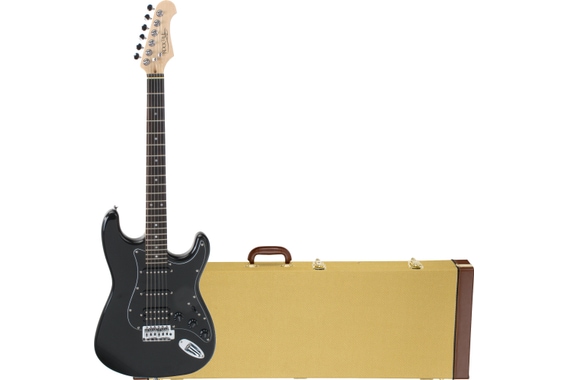 Rocktile Pro ST60-BK E-Gitarre All Black Hardcase Set image 1