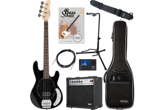 Rocktile MB-4 BK Electric Bass Black Super Set image 1