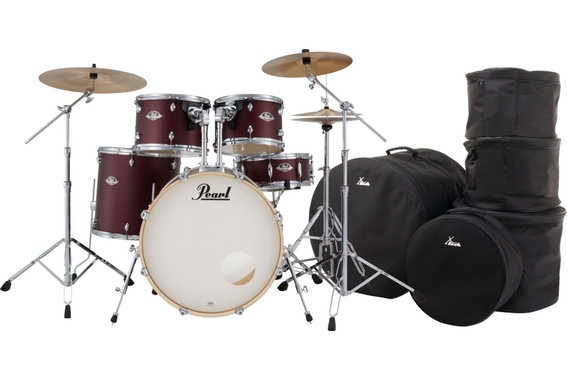 Pearl Export EXX725NBR/C864 Drumkit Satin Scarlet Set con Borse image 1
