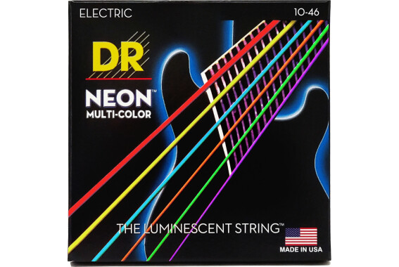 DR Strings Hi-Def Neon Multi-Color Electric NMCE-10 Medium 10-46 image 1