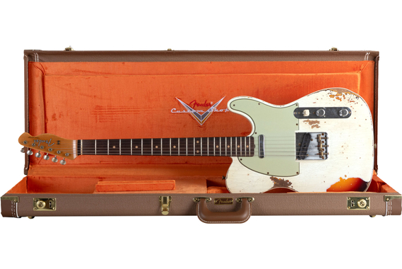 Fender Custom Shop 1960 Telecaster Custom Heavy Relic Aged Olympic White over Chocolate 3-Tone Sunburst image 1