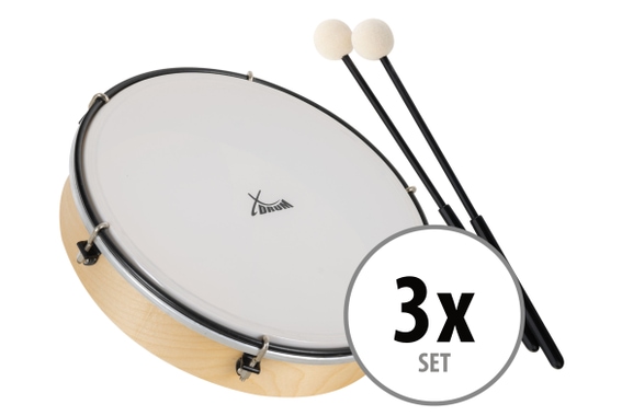 XDrum HTM-12K 12" Hand Drum with Plastic Head and with Mallets 3x Set  image 1