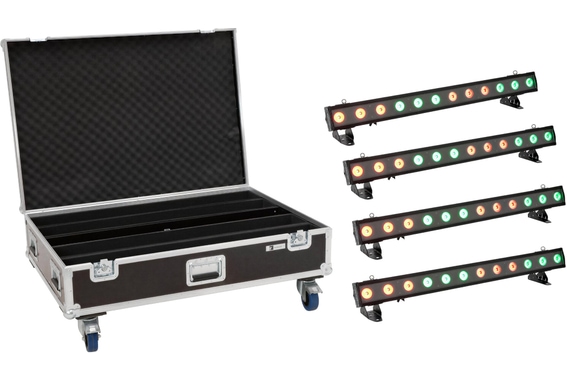 Ensemble Eurolite 4x LED IP T-PIX 12 HCL Barre Incl. Flightcase Avec Roulettes image 1