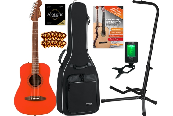 Fender California Standard Redondo Mini Spruce Top Fiesta Red Starter Set image 1