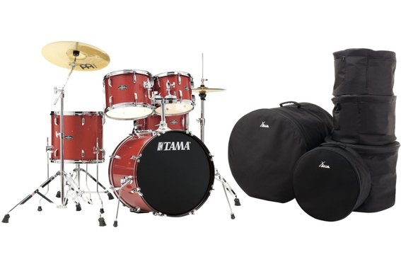Tama ST50H5-CDS Stagestar Drumkit Candy Red Sparkle Taschen Set image 1