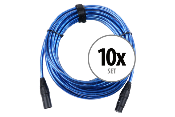 set van 10 Pronomic Stage XFXM-blue-10 microfoonkabel XLR 10 m metallic blue image 1