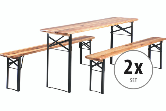 Set de 2 Stagecaptain BB-170 Hirschgarten Ensemble table et banc bois de jardin 177 cm image 1