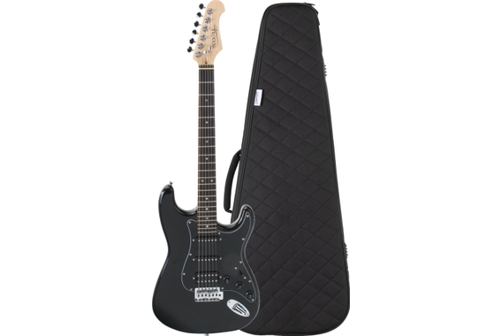 Rocktile Pro ST60-BK E-Gitarre All Black Softcase Set image 1