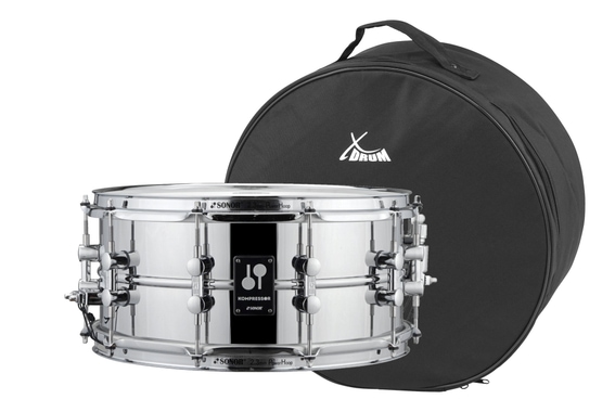 Sonor Kompressor Snare Drum 14" x 6,5" Steel Chrome Set image 1