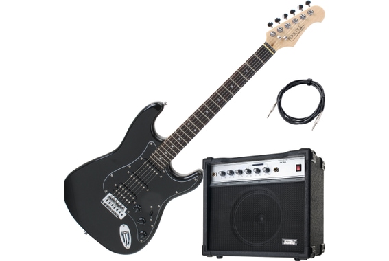 Rocktile Pro ST60-BK E-Gitarre All Black AK30A Set image 1