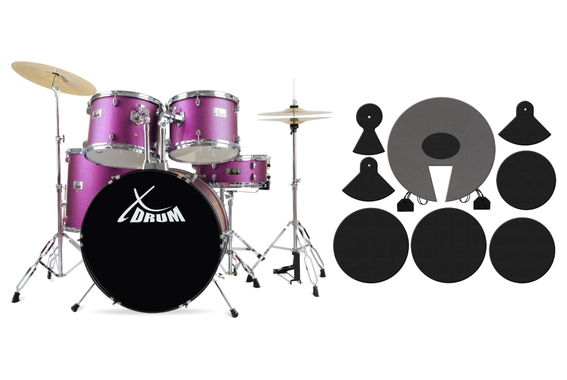 XDrum Semi 22" Standard Drum Set Satin Purple Sparkle + damper set image 1