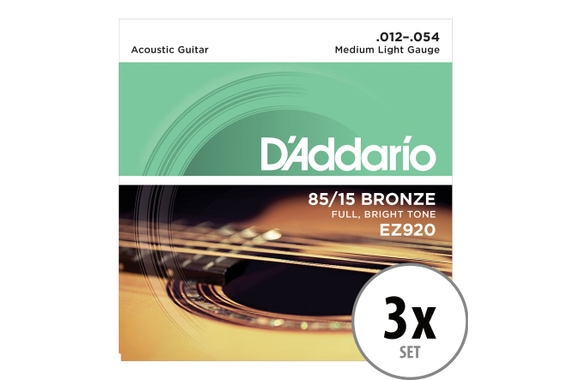 D'Addario EZ920 Medium Light 3x Set image 1