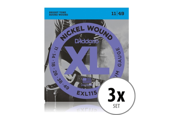 D'Addario EXL115 Medium/Blues-Jazz Rock 3x Set image 1