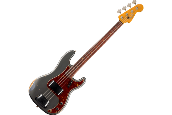 Fender 1960 Precision Bass Relic Super Faded Aged Charcoal Frost Metallic image 1