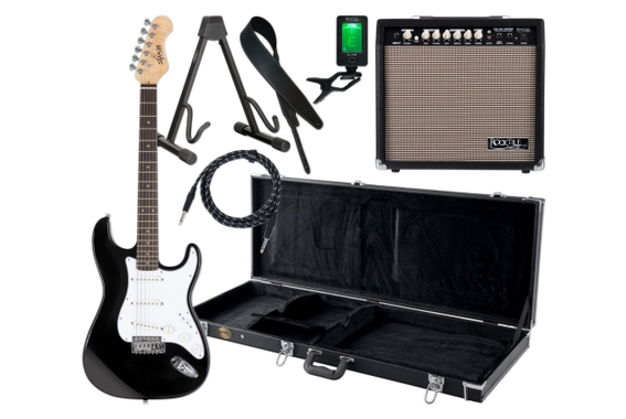Shaman Element Series STX-100B Guitare électrique Noir Set Complet image 1