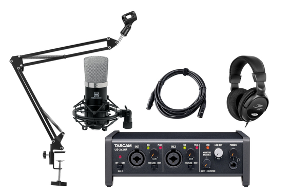 Tascam US-2x2HR USB Audio-Interface Podcast Set image 1