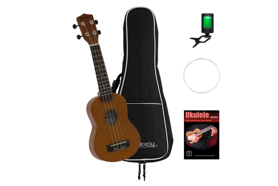 Dimavery UK-200 Ukulele Soprano Marrone Set image 1