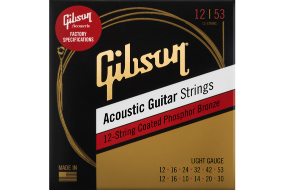 Gibson SAG-PB12L 12-String Coated Phosphor Bronze Light 012-053 image 1