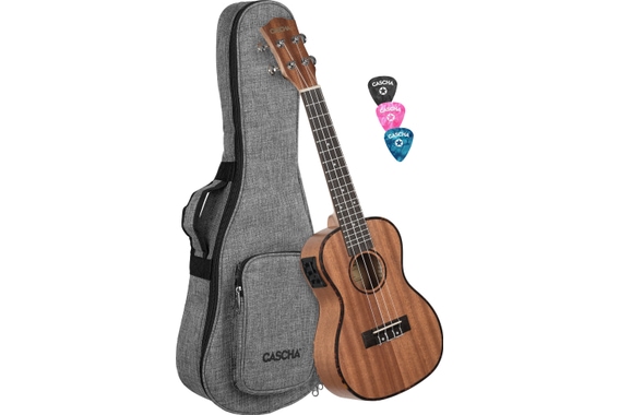 Cascha Premium Konzert Mahagoni Ukulele Set mit Tonabnehmer  - Retoure (Zustand: sehr gut) image 1