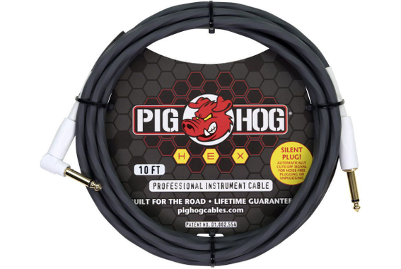 Pig Hog Hex Series Silent Câble 3m Coudé Grey image 1
