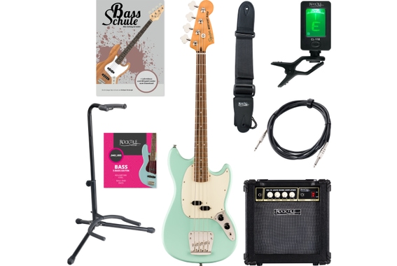 Squier Classic Vibe '60s Mustang Bass Surf Green Starter Set image 1