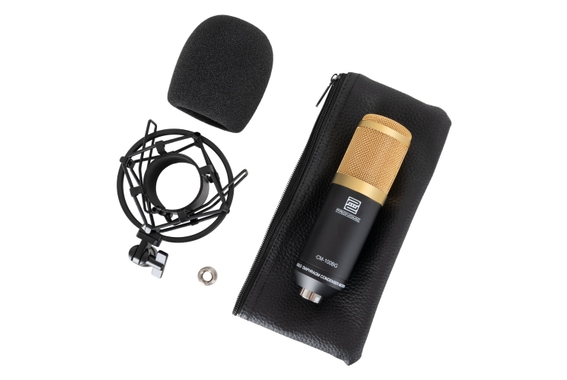 Pronomic CM-100BG Large-Diaphragm Studio Microphone with shouck mount & windscreen, black image 1