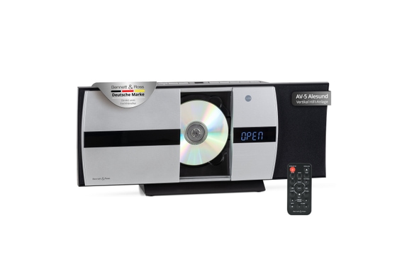 Bennett & Ross Ålesund Vertikal Stereoanlage mit CD/MP3-Player, USB und Bluetooth Silber  - Retoure (Zustand: sehr gut) image 1