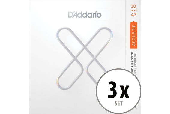 D'Addario XS Phosphor Bronze 10-47 Extra Light 3x Set image 1