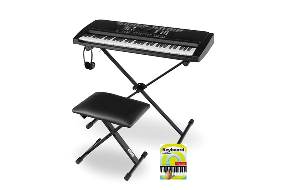 Funkey Super Kit 61 Keys in Black with Stand, Bench, Headphones and Music image 1