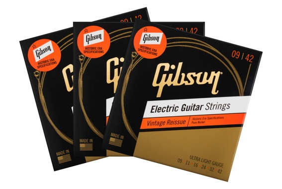 Gibson SEG-HVR9 Vintage Reissue Electric 009-042 3er Set image 1