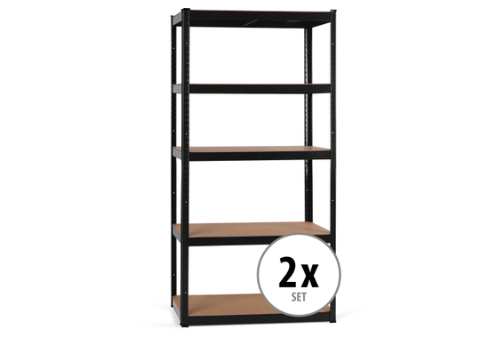 2x Set Stagecaptain HR-175 BK Heavyrack Storage Rack Wooden Shelves Black image 1