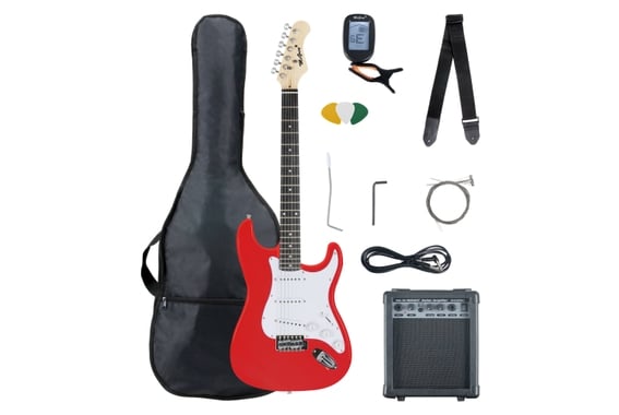 Set completo de guitarra eléctrica ST McGrey Rockit en rojo Fiesta image 1