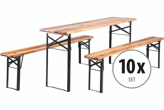 10x Stagecaptain Hirschgarten beer table set of 20 benches and 10 tables, length 170 cm image 1