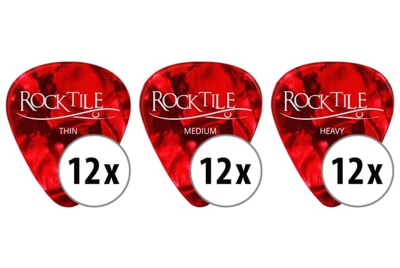 Rocktile Red médiator/plectre lot de 36 Master Pack Thin/ Medium/ Heavy image 1