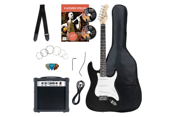 Rocktile Banger's Pack Electric Guitar Set, 7-Piece Black image 1