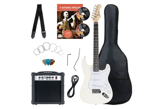 Rocktile Banger's Pack guitarra eléctrica Set, 7-piezas blanco image 1