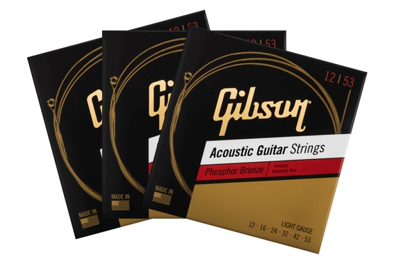 Gibson SAG-PB12 Phosphor Bronze Acoustic 012-053 3er Set image 1