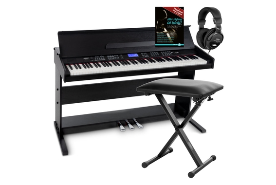 FunKey DP-88 II Digital Piano Black Set with Economy Keyboard Bench, Headphones and Piano School image 1