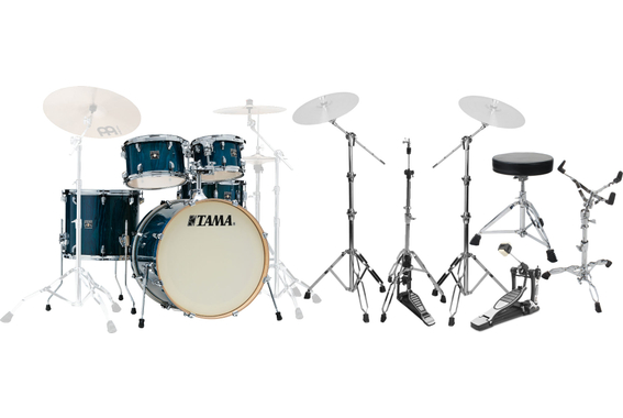 Tama CL52KRS-PGHP Superstar Classic Drumkit Gloss Sapphire Lacebark Pine + XDrum Hardware Ensemble image 1