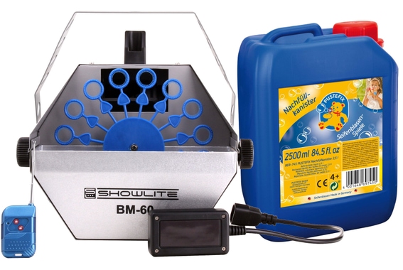 Showlite BM-60 Kit Machine à bulles avec 2,5L de liquide pour bulles de savon image 1
